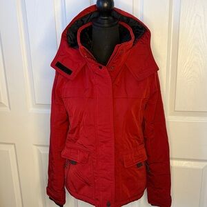 Abercrombie & Fitch Red Hooded Water Resistant Jacket size small